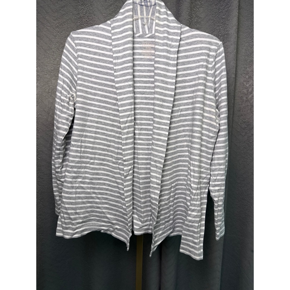 L.L. Bean Women's Cardigan Sz S Gray/White Striped